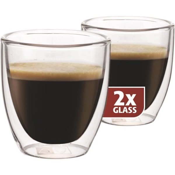 Maxxo dubbelvägg espresso 6,5 cm glas 2 st