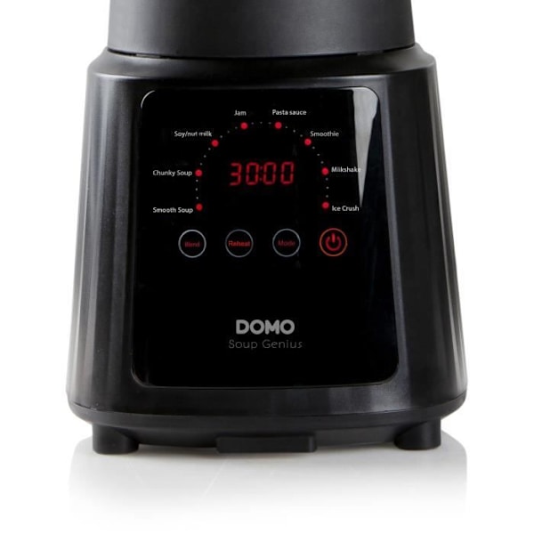 Multifunktions opvarmet blender - DOMO - DO726BL - 900 W - 1,2 L - 8 programmer - LED display - Sort Sort og gennemsigtig