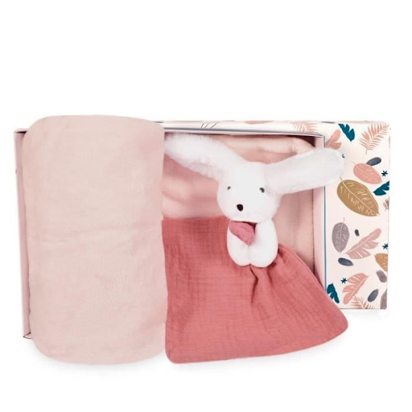 Plaidi ja Doudou Happy Boho - DOUDOU ET COMPAGNIE - Tyttö - Vauva - Vaaleanpunainen - äärettömän pehmeä