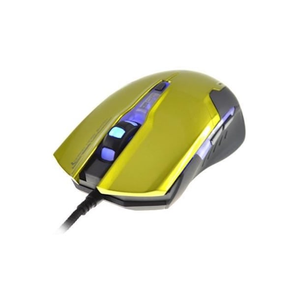 E-blue Auroza G, Droitier, Optiikka, USB, 3000 DPI, 134 g, Musta, Keltainen musta, Keltainen