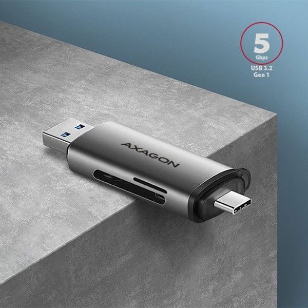 Axagonin sisäinen muistikortinlukija - ZUCR-082 - CRE-Sac Kartenleser, USB 3.2 Gen1 Type C + Type A, SD, microSD