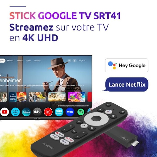 STRONG - SRT 41 - Streaming Box Android TV 4K - Chromecast - Wifi 5 - Bluetooth - Google Röstassistent - Dolby Atmos/Vision - HDR