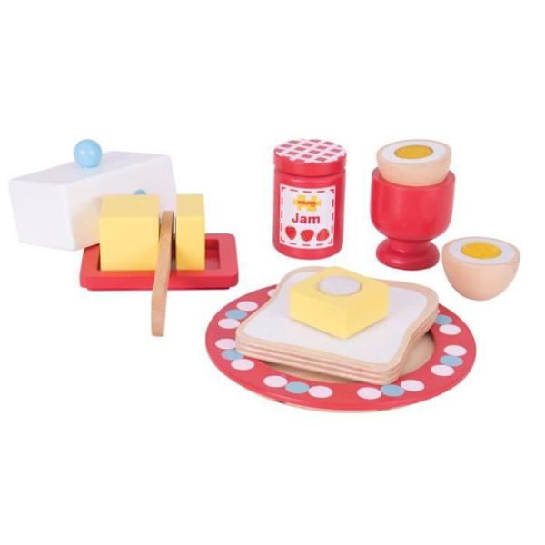Puinen lelu - Bigjigs Toys - Aamiaispalvelu - Lapsi - Tyttö - Valkoinen ja monivärinen Hvid og flerfarvet