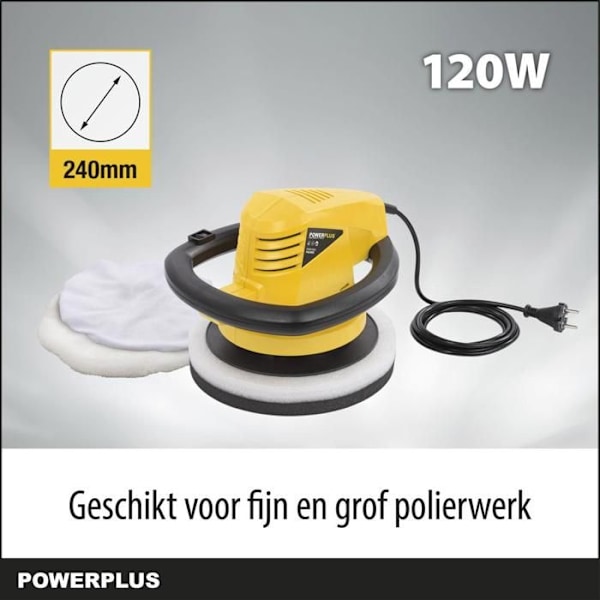 POWX04960 - Kiillotuskone - 120W Ø 240mm - 2 akku. Gul