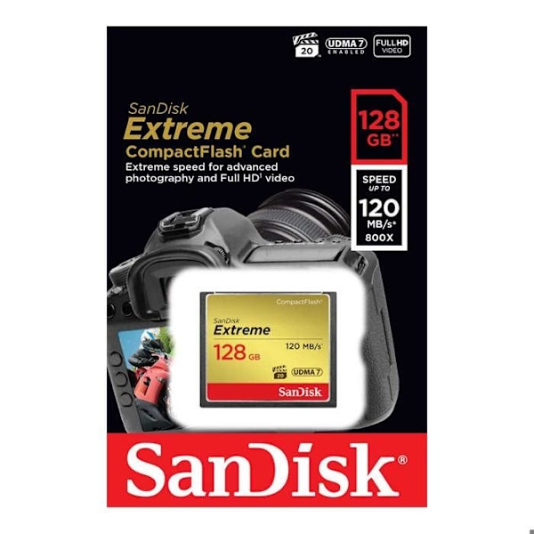Flashminneskort - SANDISK - Extreme Cf120Mb/S 85Mb/S 128Gb