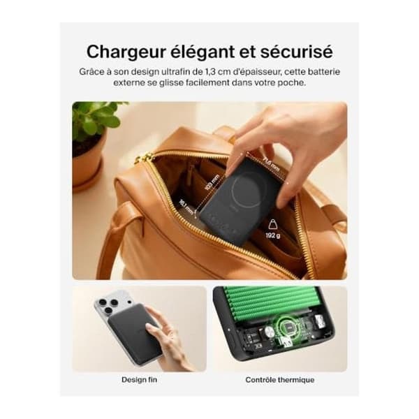 Boost. Magnetisk Extern Batteri 10K med USB-C Port - Svart - Begränsad - BPD015hqBK - USB Typ C - Litium-jon