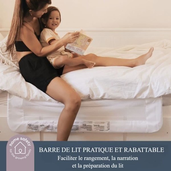 Dreambaby Maggie sängyn kaide - sisäänrakennetut ja tasaiset sängyt - Leveys 110 cm ja korkeus 50 cm hvid