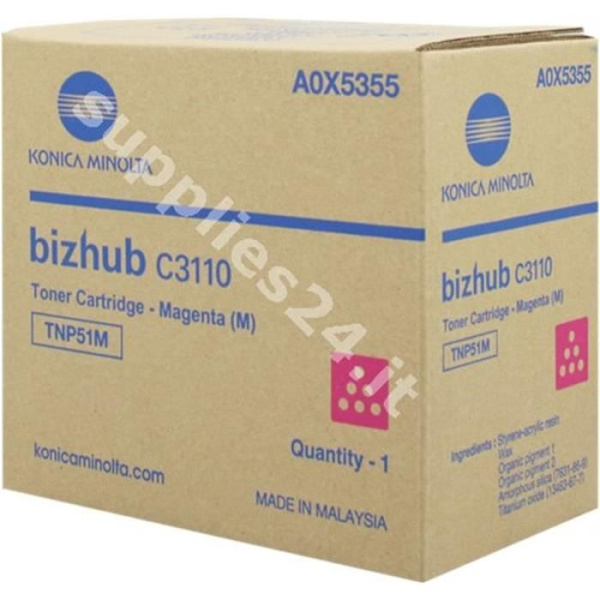 Konica Minolta A0X5355 TNP51M magenta tonerpatron - 5000 sider