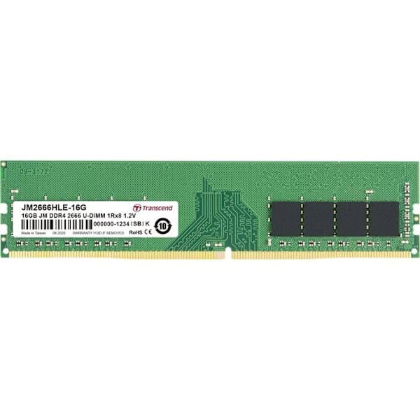 Transcend JetRAM DDR4 RAM - 16 Gt - 288-nastainen DIMM - 2666 MHz / PC4-21300 - CL19 - Ei-ECC