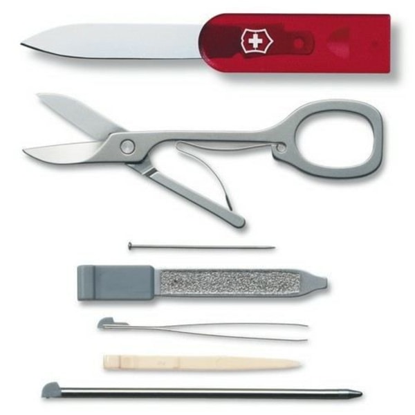 Schweizisk lommekniv - VICTORINOX - SwissCard 0.7100.T - Gennemsigtig rød - 10 geniale funktioner Gennemsigtig rød