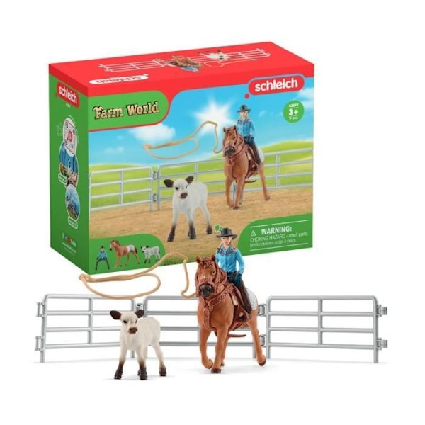 SCHLEICH æskesæt - Cowboy-team og deres lassoer - 42577 - Farm World-sortiment Flerfärgad