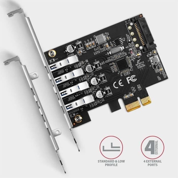 AXAGON PCEU-43RS PCIe Adapter 4X USB3.0 UASP Via, 15-pin SATA Strømforsyning - 8595247906960