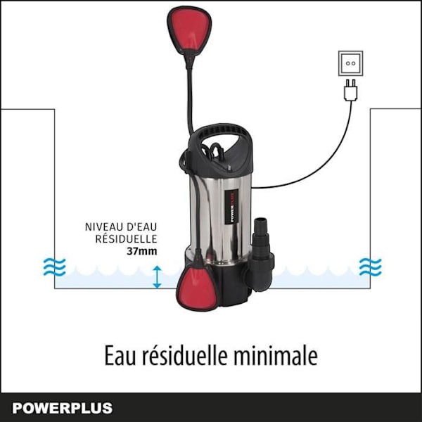 Powerplus Elektrisk Vandpumpe POWEW67915 - Submersibel Vandpumpe på 900 W, Maksimal 35°C, 13.000 l/h, Haveværktøj grå