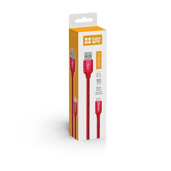 Kaapeli päivämäärä, USB Lightningille, 2,1 A, 1 m - ColorWay (CW-CBUL004-RD) - Punainen