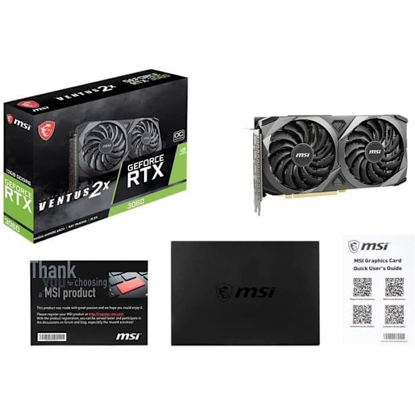 MSI - RTX 3060 VENTUS 2X OC grafikkort - 12 GB (912-V397-039) - LHR Sort