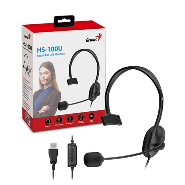 Diadema Genius Hs-100u Usb Monoaural Med Mikrofon