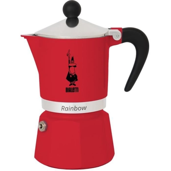 Italialainen kahvinkeittimen - BIALETTI - RAINBOW - 6 kuppia - 0,30 L - Punainen Röd