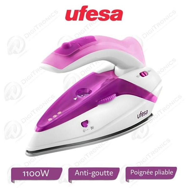 UFESA Perfect Trip Mini Iron 1100W - 0-15gr/min - Anti-dropp - Rostfri stålsula - 1,9 Kabel - PV0500