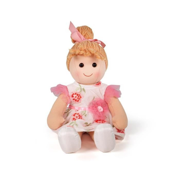 Pehmeä nukke - BIGJIGS - Megan - 34 cm - Vaaleanpunainen - Ihanteellinen halattavaksi ja leikkimiseen Lyserød