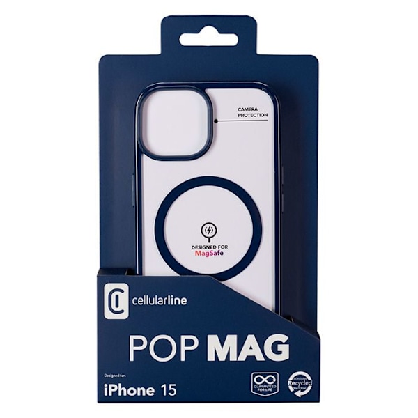 Puhelimen kuori - Cellularline - Pop Mag - iPhone 15 - Sininen - Täysi suojaus - MagSafe Blå