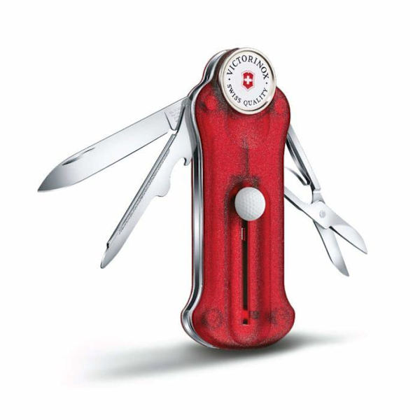 Victorinox Multifunktionsværktøj - 07052T - Golfværktøj, Swiss Pocket Multiværktøj, 10 funktioner, Kuglemærke, Releve Pitch