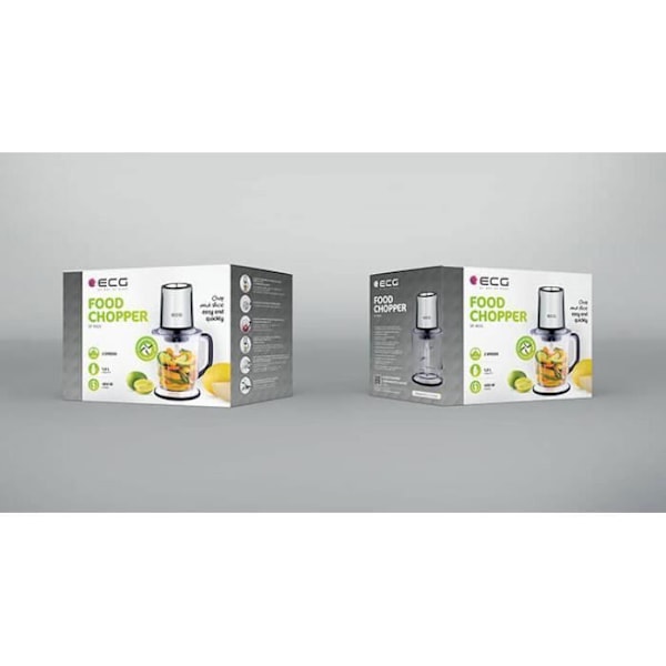 Elektrisk hakker - ECG - SP 4015 Chop&Cut – 400 W – Skål 1,5 L – 4 knive i rustfrit stål – 2 hastigheder – Kompakt og nem at rengøre