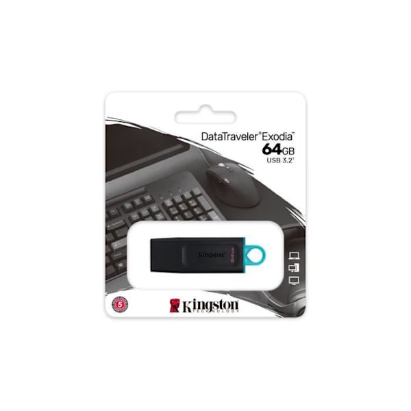 KINGSTON DataTraveler® Exodia 64 Gt USB-muistitikku - Suojakorkilla ja avaimenperällä