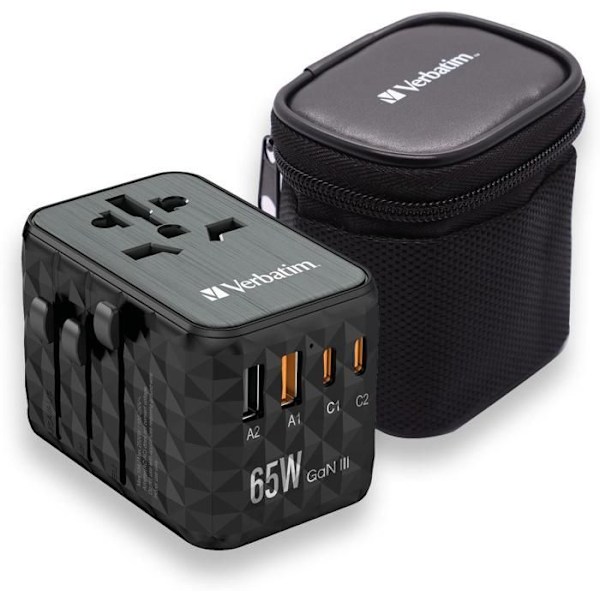 VERBATIM UTA 05 GaN III Universal rejseadapter Sort
