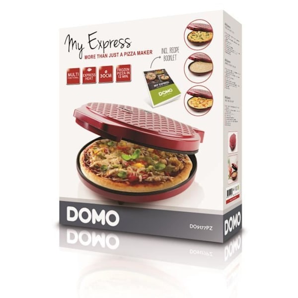 Pizzaovn - DOMO - My express - 1450W - Rød - Timer - Variabel temperatur