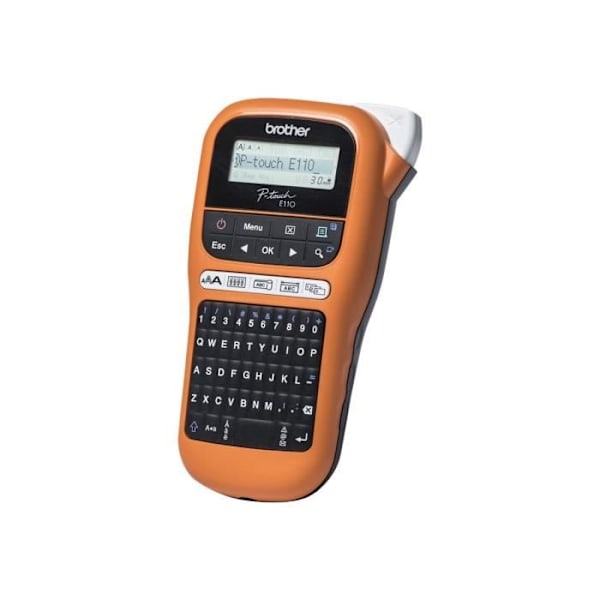 Brother P-Touch PT-E110VP yksivärinen lämpösiirtotarrakone Rulla (1,2 cm) 180 dpi jopa 20 mm s tulostus 2… musta, Oranssi