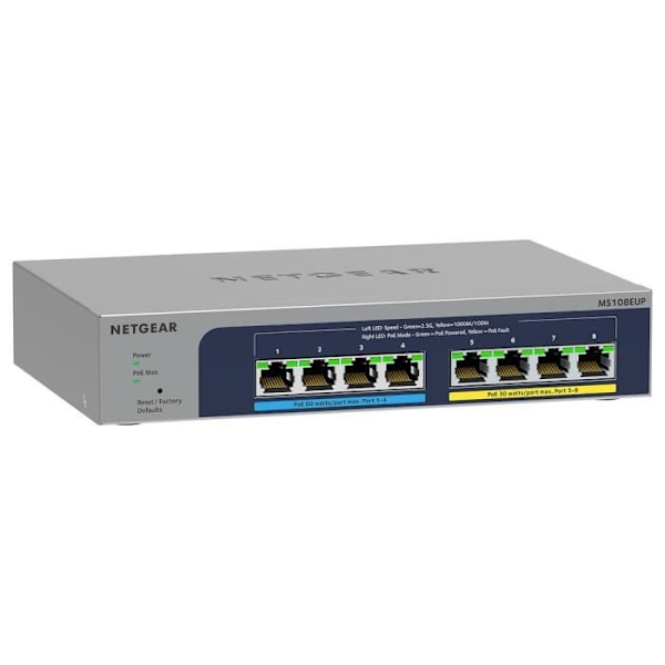 NETGEAR NETGEAR MS108TUP hallittu Ethernet-kytkin 230 W 8 porttia 2,5 Gbps, mukaan lukien 4 PoE++ 4 PoE+ hyllyttävää