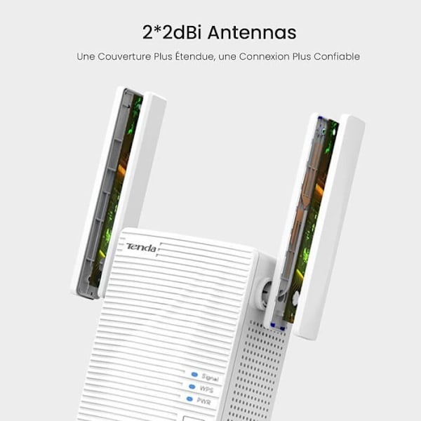 TENDA 750Mbit/s dual-band WiFi repeater, 120㎡ dækning, nem konfiguration, vægmonteret design, wifi forstærker. A15
