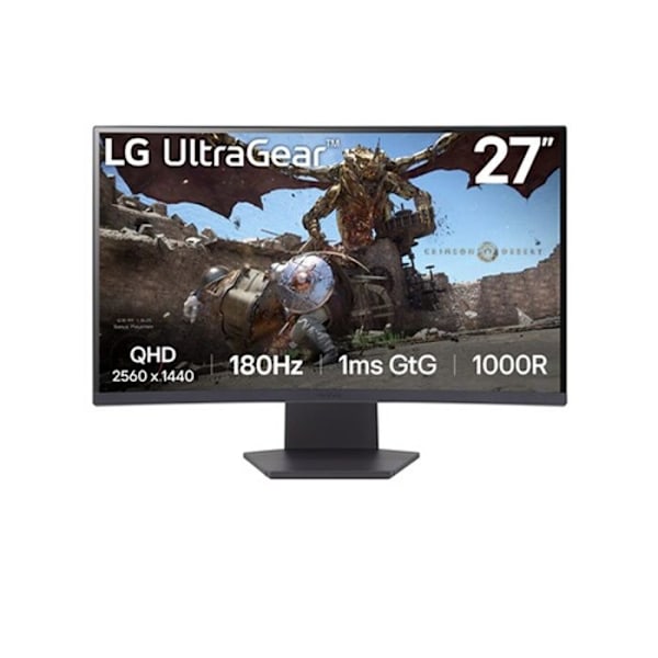2,5K PC-skærm med 2560 x 1440 pixels, 1 ms responstid, buet VA-panel, 180 Hz, HDR10, FreeSync. Sort