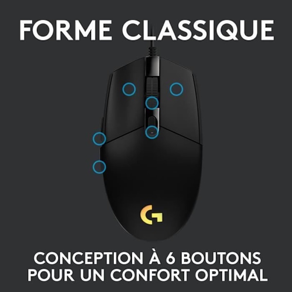Gaming mus - Kablet - Logitech G - G203 - Lightsync - RGB - USB - Sort