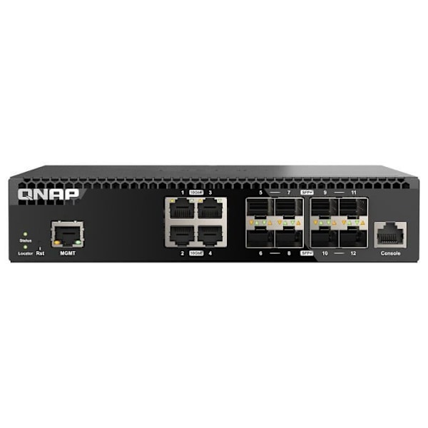 QNAP QSW-M3212R-8S4T administreret webswitch - 4 porte 10 GbE + 8 SFP+ 10 Gbps