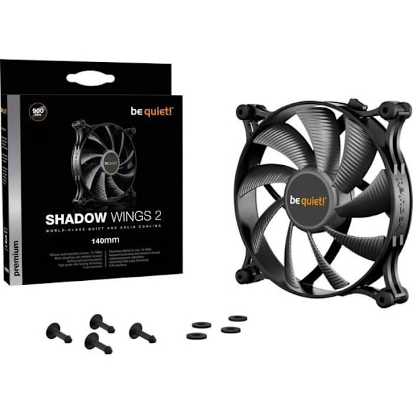 PC-tuuletin BeQuiet Shadow Wings 2 BL086 musta (L x K x S) 140 x 140 x 25 mm 1 kpl