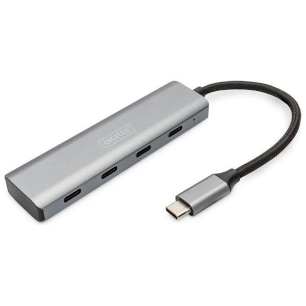 DIGITUS 4-ports USB-C-hub - USB 3.1 Gen 1-4X USB-C - op til 5 Gbps - Plug & Play - Aluminiumshus - Mørkegrå