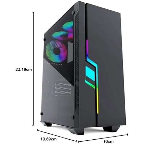 ATX-kabinet - GEMBIRD - Fornax 2000 - RGB LED-belysning - Sort farve - Semi-tårn