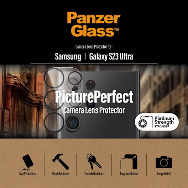Samsung Galaxy S23 Ultra karkaistu lasi kameran näytönsuoja PanzerGlass Transparent