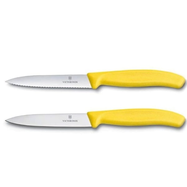 Victorinox - 6.7796.L8B - Swiss Classic Sæt af 2 Skæreknive, 1 X Normal Klinge, 1 X Tandet Klinge, Gul