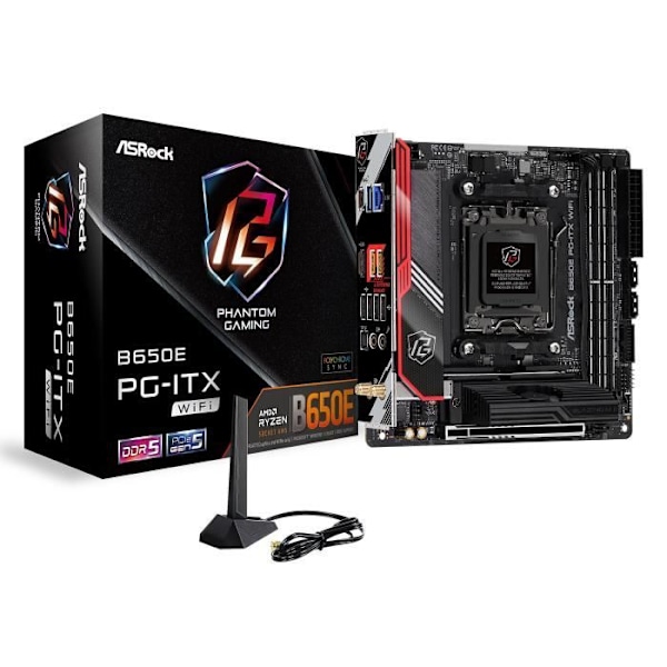 ASRock B650E PG-ITX WiFi - Mini ITX Socket AM5 AMD B650E bundkort - 2x DDR5 - M.2 PCIe 5.0 - USB 3.2 - PCI-Express 5.0 16x - LAN 2