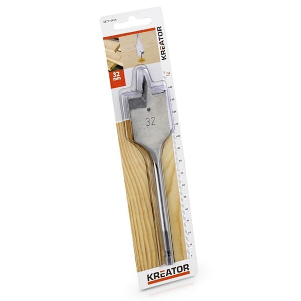 Platt träddrill 32 x 152 mm - KREATOR - Gör det möjligt att borra större hål i trä.