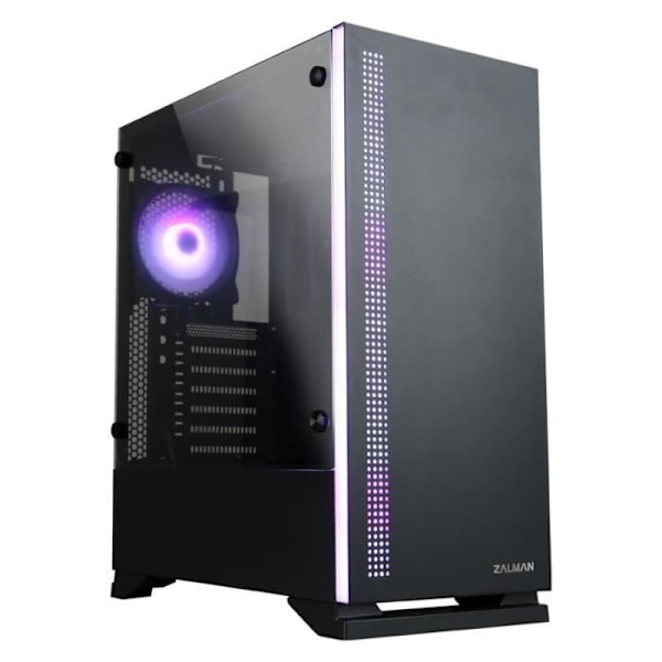 ZALMAN S5 PC CASE - Medium Tower - Sort - Hærdet glas - ATX format (S5TGBK) Sort
