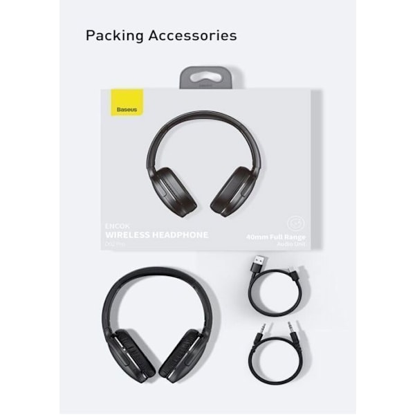Kuulokkeet - BASEUS - Encok Wireless D02 Pro - Musta - Bluetooth 5.0 - 40h akunkesto sort