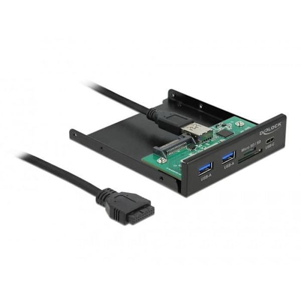 Etupaneeli - DELOCK - 3,5" USB 3.2 GEN 1 - 1 x USB Type-C™ - 2 x USB Type-A - SD ja Micro SD