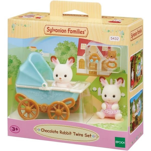 Pienoishahmot - SYLVANIAN PERHEET - Suklaakanin kaksoset ja heidän tuplarattaat Flerfärgad