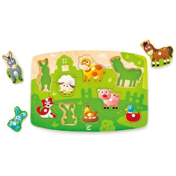 Farm Button Puzzle - HAPE - Dyr - Barn - Flerfarvet Flerfärgad
