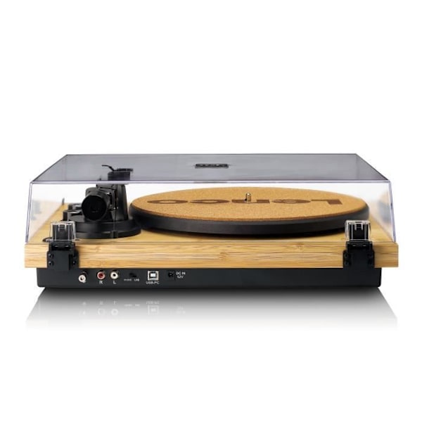Bambusta valmistettu Bluetooth-äänilevysoitin Ortofon 2M Red -neulalla - Lenco LBT-335BA Bambus-Sort