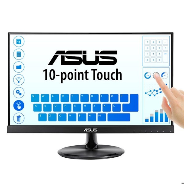 ASUS LCD touchscreen VT229H 54,6 cm (21,5") 16:9 5 ms GTG - Kapacitiv - Multi-touch-skærm - Opløsning 1920 x 1080 - Fuld HD Sort