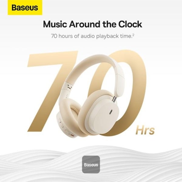 Baseus Bowie D05 langattomat Bluetooth-kuulokkeet taitettavat HiFi-stereomusiikkikuulokkeet kermanväriset